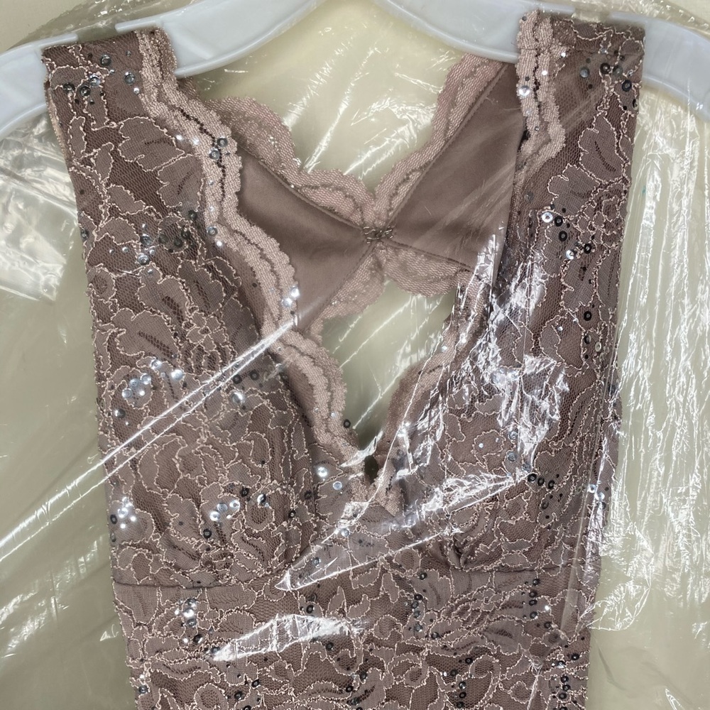 Taupe Lace Sequin Dress